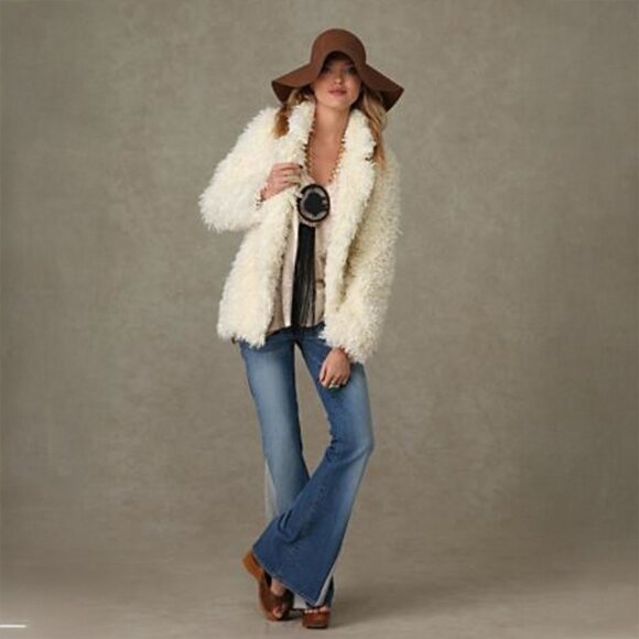 Free People Almost Famous Fur Coat in Ivory - sz XS - Picture 1 of 13